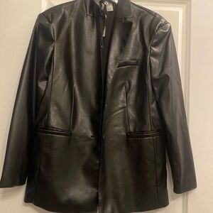 H&M vegan leather blazer a bit oversized. Brand new never worn